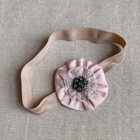 Baby Headband Pink Sparkly Rosette - Picture 4 of 6